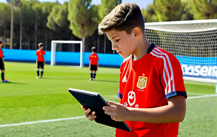 Scouting a Young Talent**
"A professional soccer scout, fully clothed in appropriate outdoor attire, observing a youth soccer game on a sunny day in Spain. The scout is taking notes on a tablet, with a determined expression. In the background, a vibrant soccer field with young players in colorful uniforms. Safe for work, perfect anatomy, correct proportions, natural pose, well-formed hands, proper finger count, professional photography, high quality, appropriate content, modest scene, fully clothed."
**