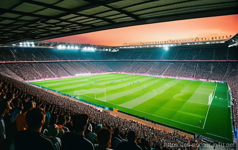 축구 산업별 매출 데이터 - **A Vibrant, Packed Football Stadium Under Evening Lights**
    Prompt: "A wide-angle, cinematic pho...