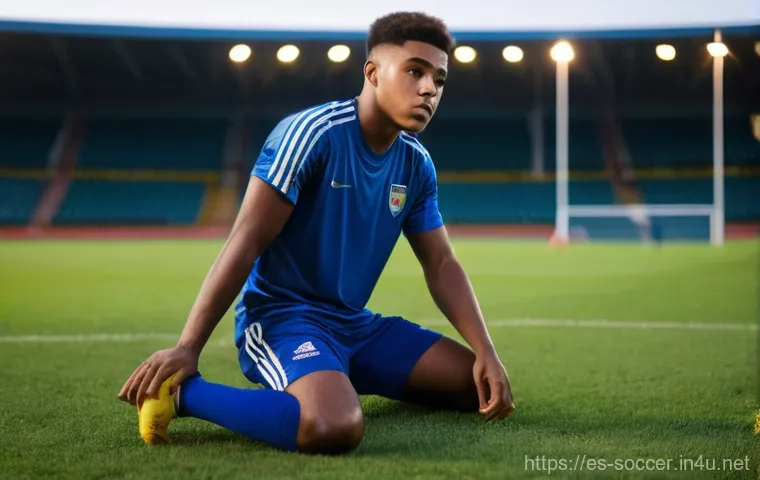축구 훈련 일지 작성법 - **Prompt:** A young, determined male footballer, in his late teens or early twenties, sits on the ed...