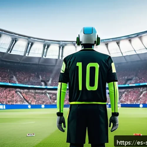 축구 로봇 심판 가능성 - A futuristic soccer referee robot standing on a professional football pitch during a high-stakes mat...