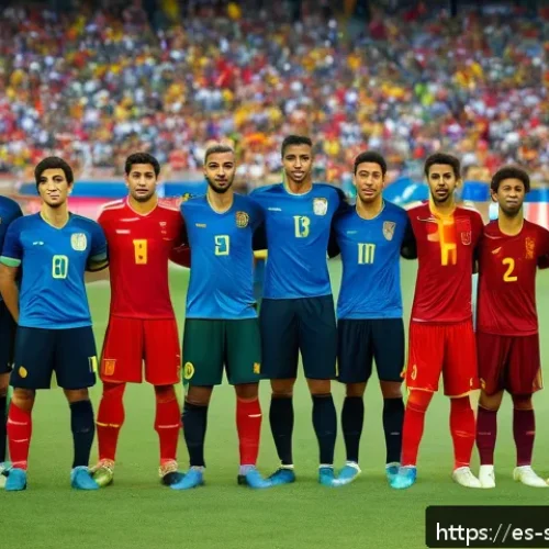 축구와 올림픽 종목의 차이점 - A dynamic scene of an Olympic football match featuring young athletes under 23 years old, wearing na...